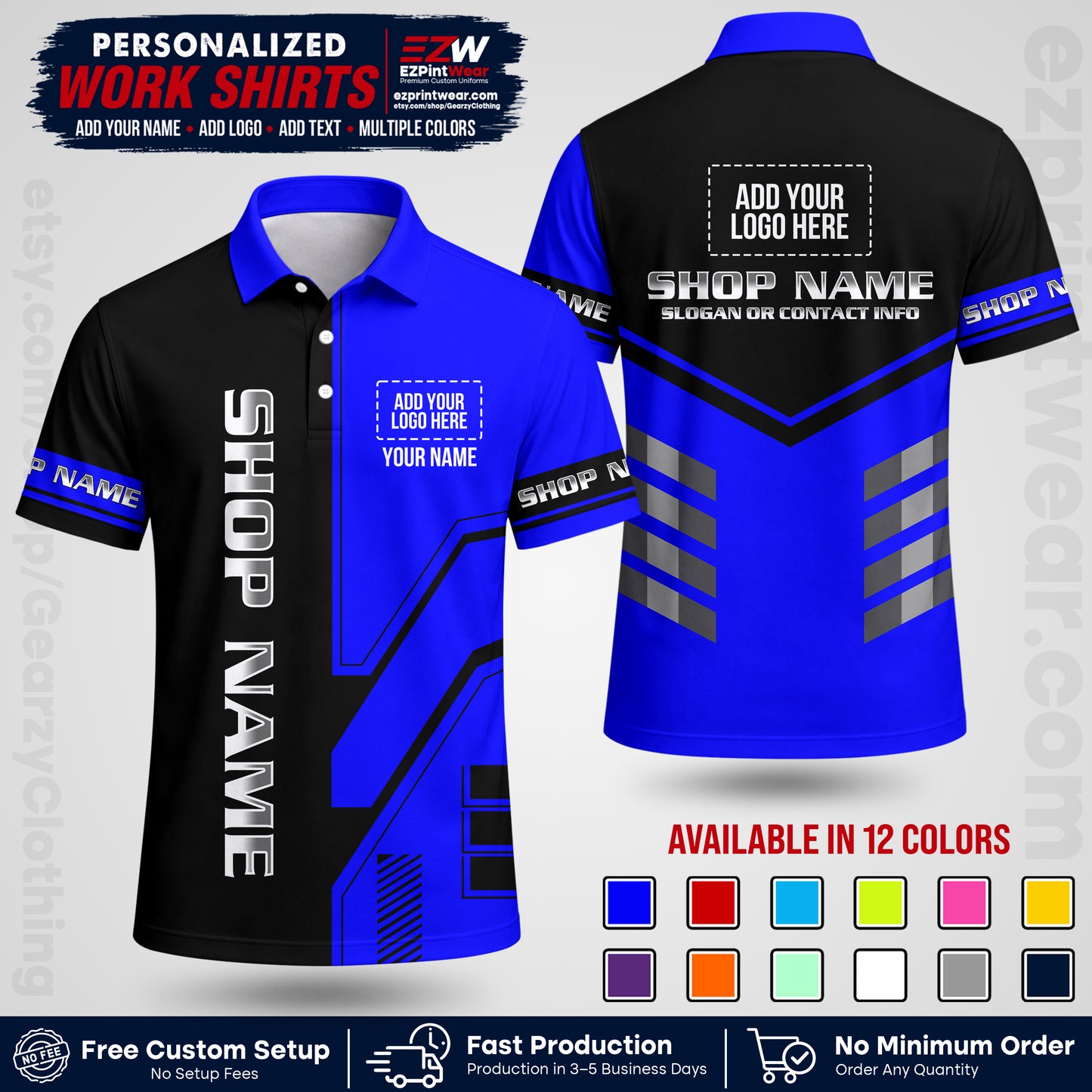 Custom All Over Print Work Uniform Shirt with Name, Logo & Text | Custom Hawaiian Shirt | Company Shirt | Employee Uniform UNF11