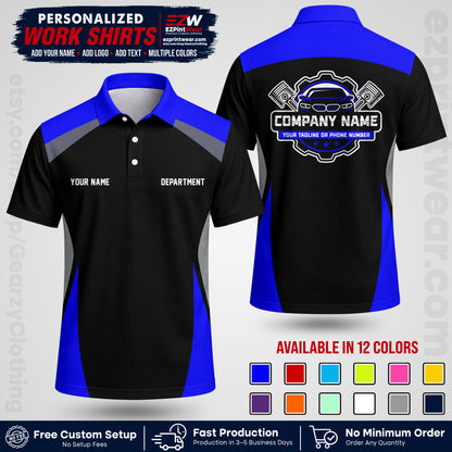 Custom Mechanic Work Shirt with Name, Logo & Text | Auto Shop Uniform | Workwear MCN 08