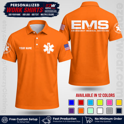 Custom EMS Shirt with Name, Logo & Text | EMS Team Uniform | First Responder Workwear EMSU01