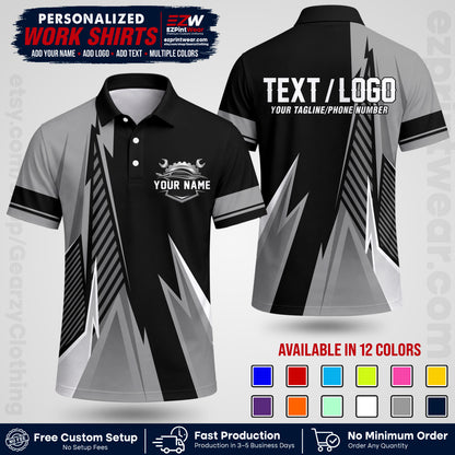 Custom Mechanic Work Shirt with Name, Logo & Text | Auto Shop Uniform | Workwear MCN 01