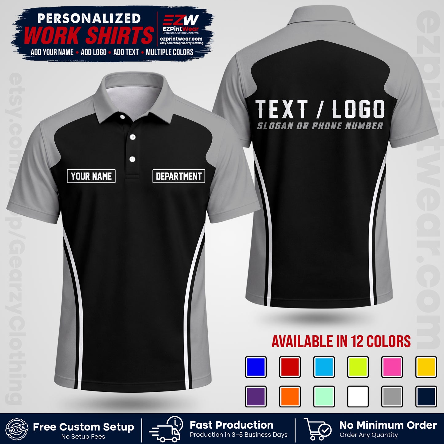 Custom All Over Print Work Uniform Shirt with Name, Logo & Text | Custom Hawaiian Shirt | Company Shirt | Employee Uniform UNF16