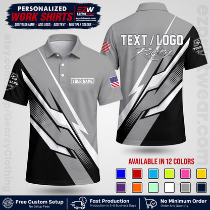 Custom Racing Shirt with Name, Logo & Text | Race Team Uniform | Crew Apparel RC01