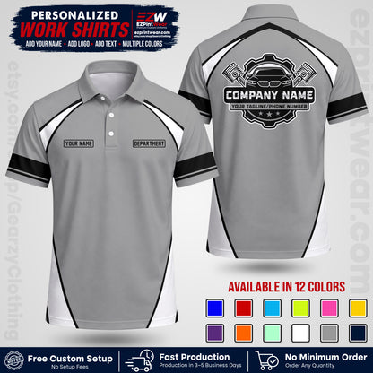 Custom Mechanic Work Shirt with Name, Logo & Text | Auto Shop Uniform | Workwear MCN 09