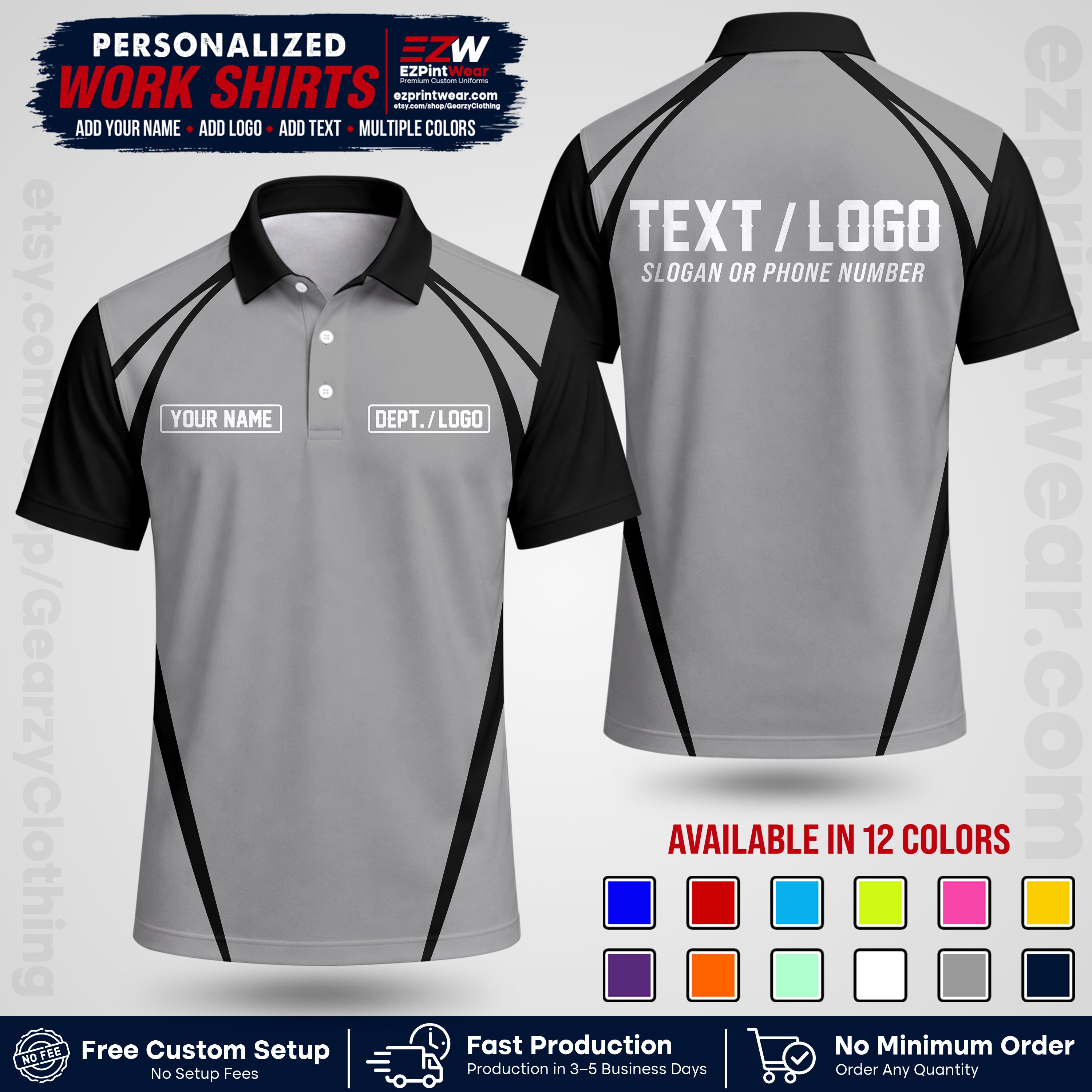 Custom All Over Print Work Uniform Shirt with Name, Logo & Text | Custom Hawaiian Shirt | Company Shirt | Employee Uniform UNF20