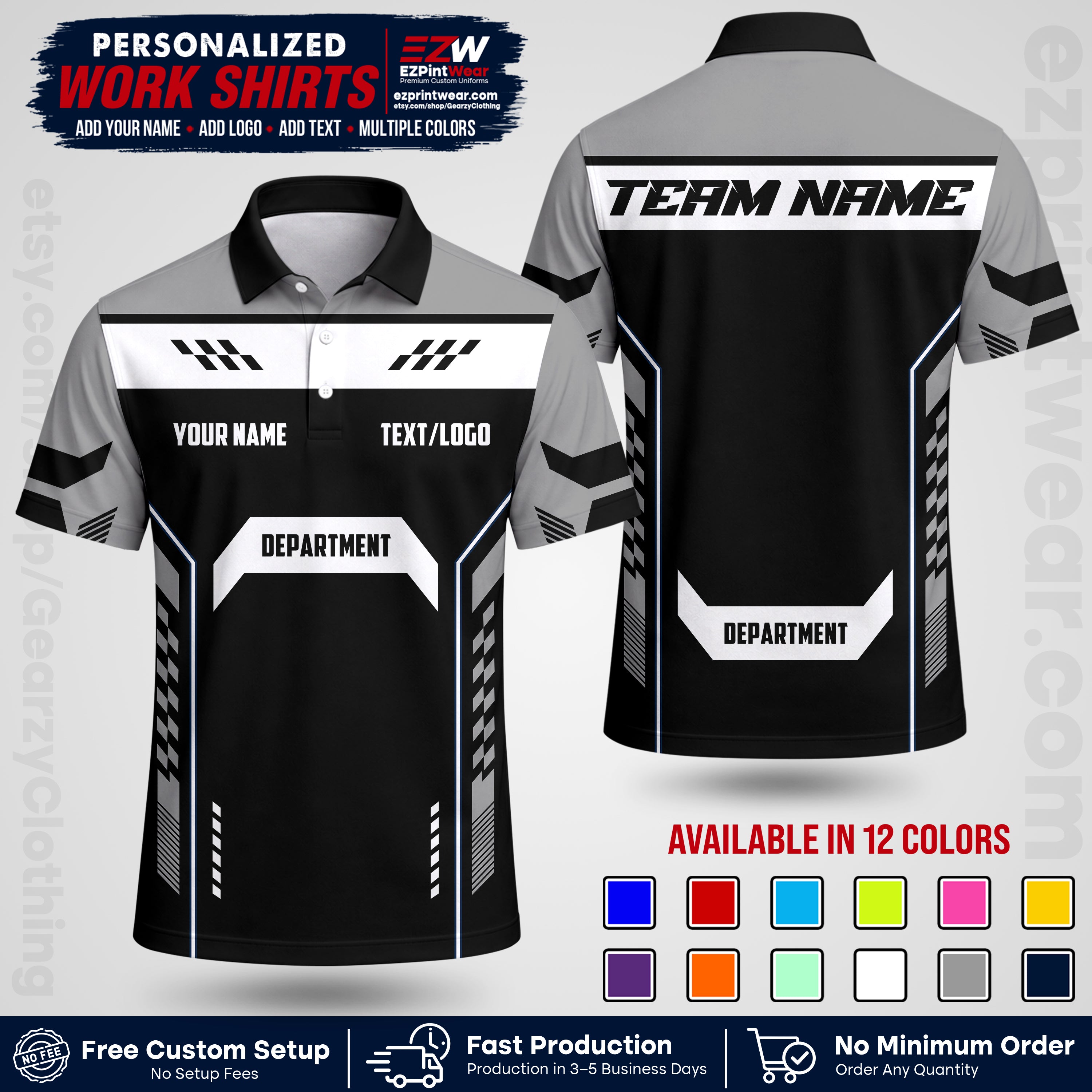Custom All Over Print Work Uniform Shirt with Name, Logo & Text | Custom Hawaiian Shirt | Company Shirt | Employee Uniform UNF18