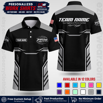 Custom Racing Shirt with Name, Logo & Text | Race Team Uniform | Crew Apparel RC10