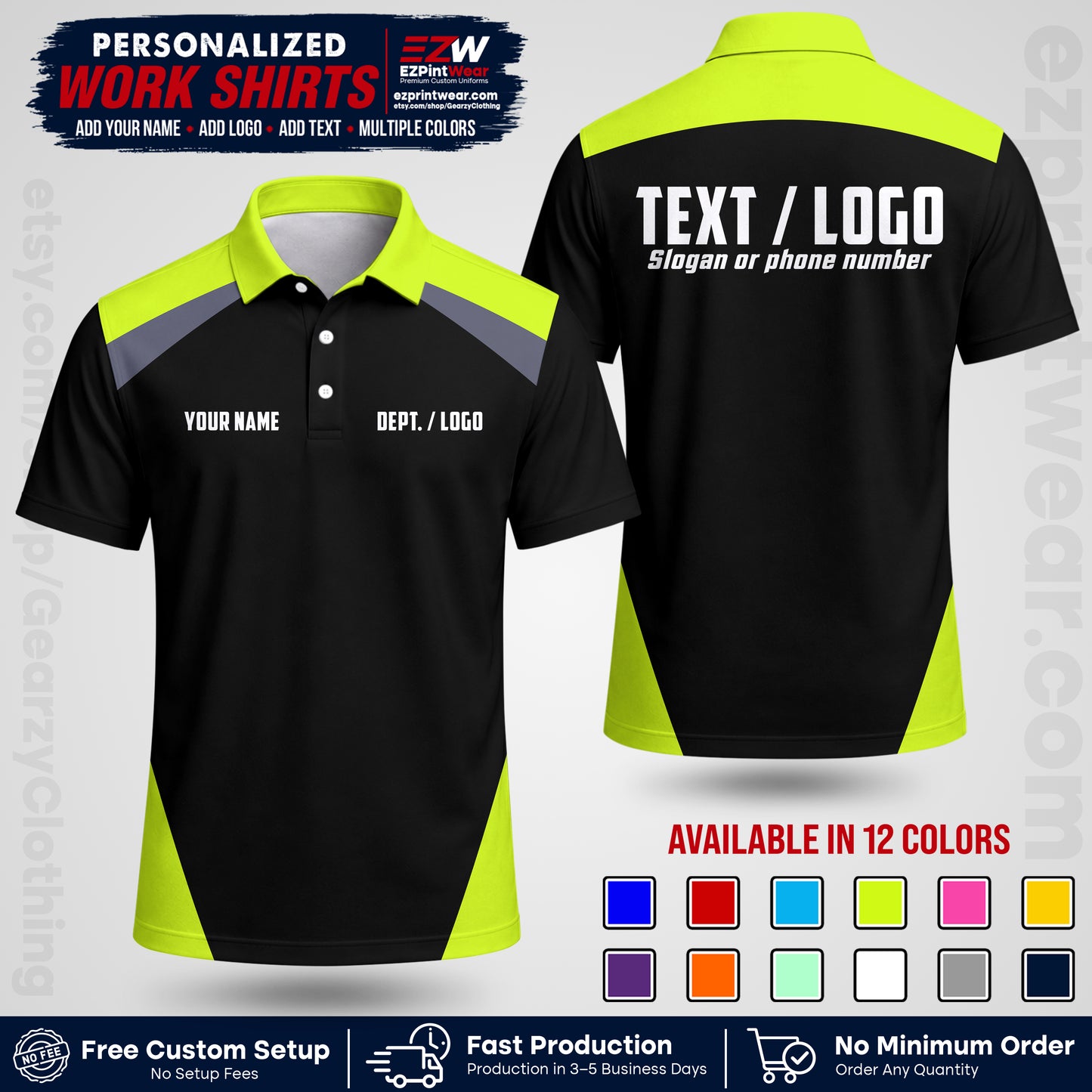 Custom All Over Print Work Uniform Shirt with Name, Logo & Text | Custom Hawaiian Shirt | Company Shirt | Employee Uniform UNF02