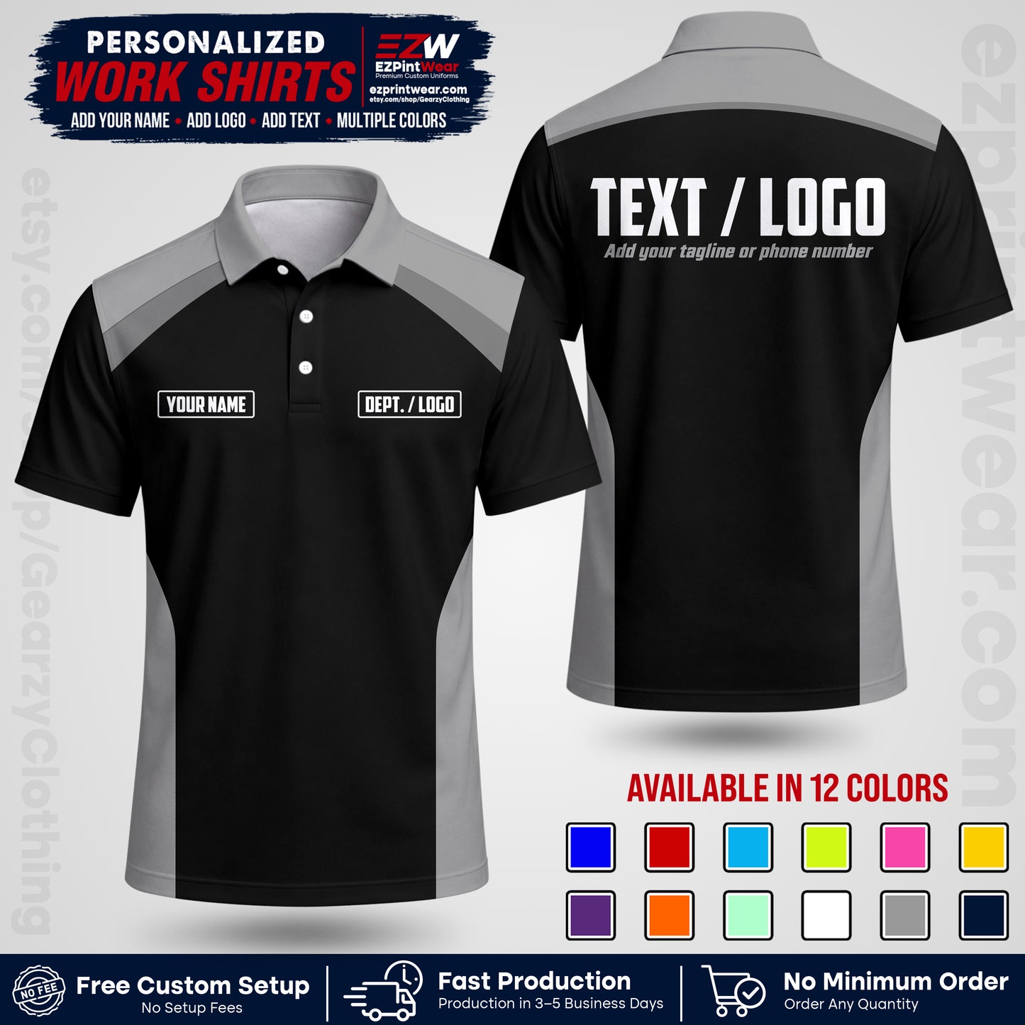 Custom All Over Print Work Uniform Shirt with Name, Logo & Text | Custom Hawaiian Shirt | Company Shirt | Employee Uniform UNF04