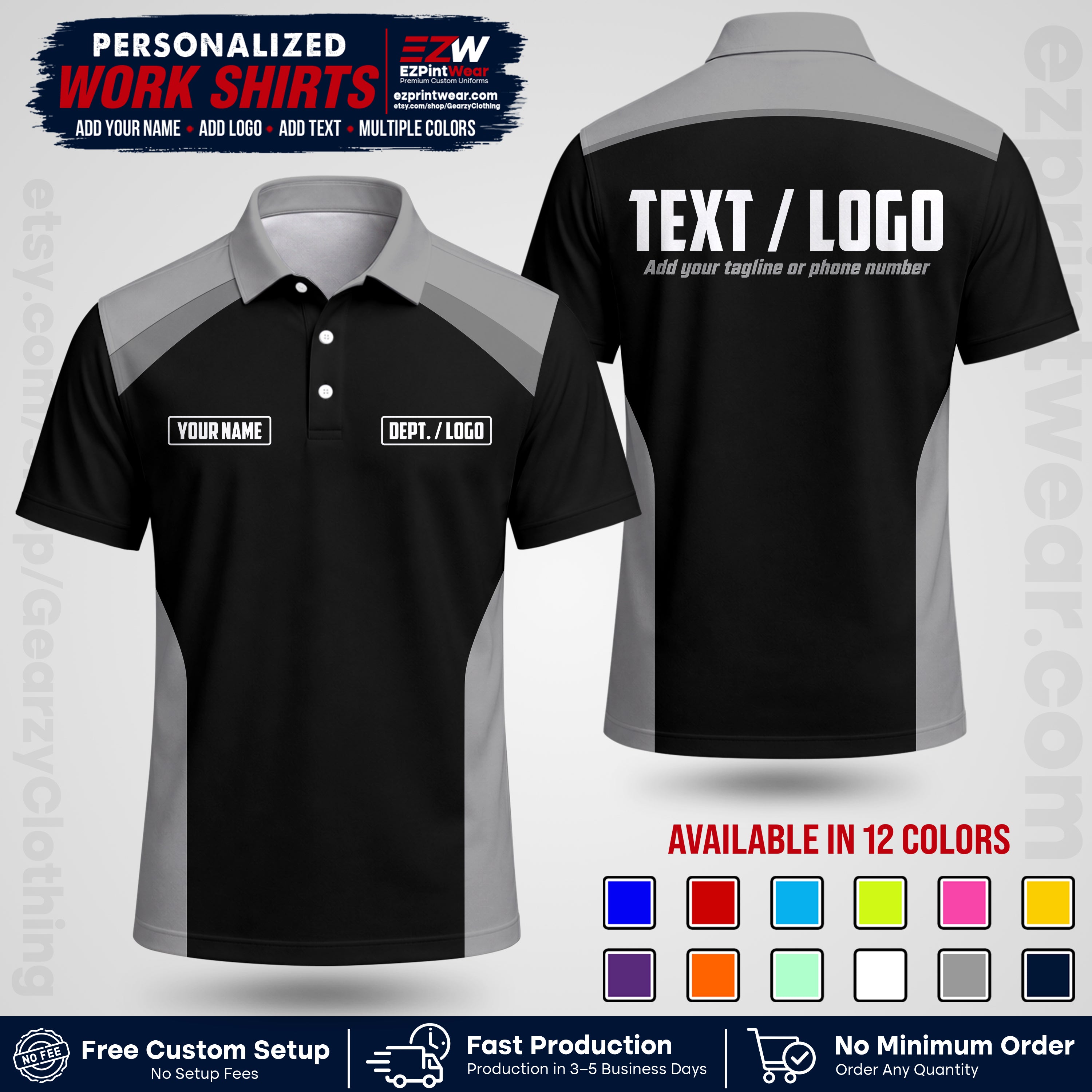 Custom All Over Print Work Uniform Shirt with Name, Logo & Text | Custom Hawaiian Shirt | Company Shirt | Employee Uniform UNF04