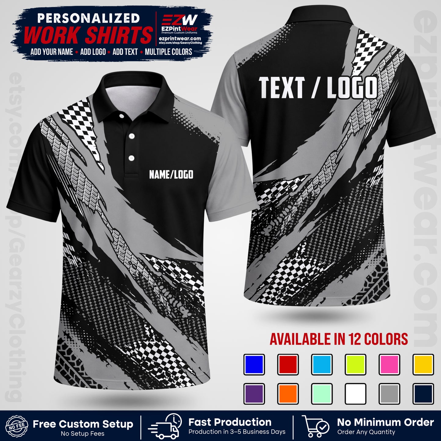 Custom Racing Shirt with Name, Logo & Text | Race Team Uniform | Crew Apparel RC05