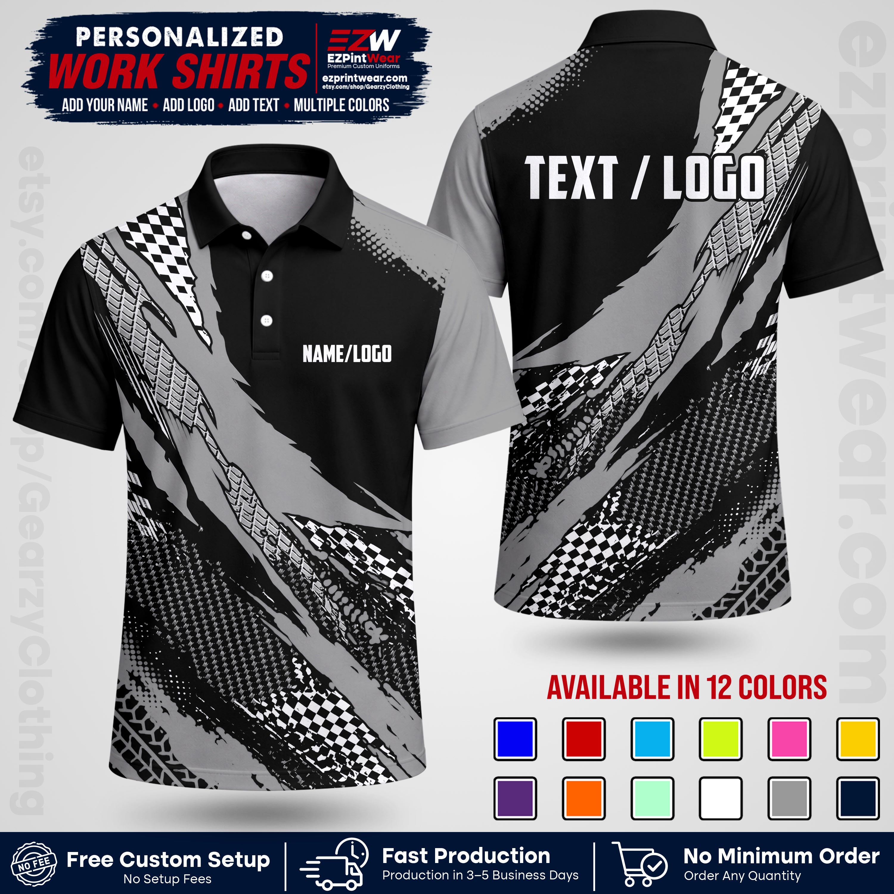 Custom Racing Shirt with Name, Logo & Text | Race Team Uniform | Crew Apparel RC05