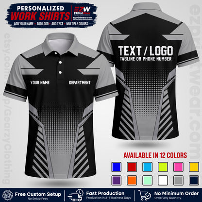 Custom All Over Print Work Uniform Shirt with Name, Logo & Text | Custom Hawaiian Shirt | Company Shirt | Employee Uniform UNF06