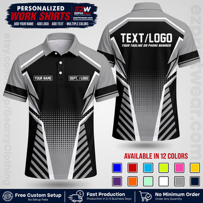 Custom All Over Print Work Uniform Shirt with Name, Logo & Text | Custom Hawaiian Shirt | Company Shirt | Employee Uniform UNF14