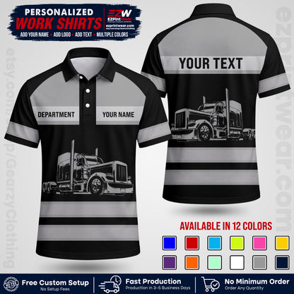 Personalized Truck Driver Workwear Uniform | Custom Safety Stripe Apparel | Non-Reflective Reflective Style Design TW02