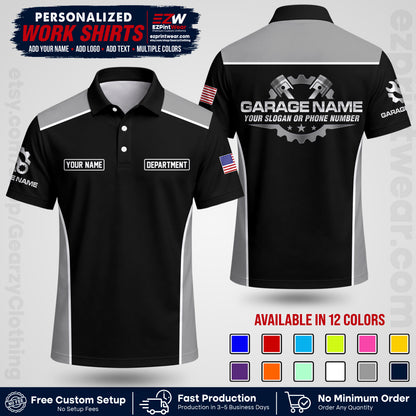 Custom Mechanic Work Shirt with Name, Logo & Text | Auto Shop Uniform | Workwear MCN 07