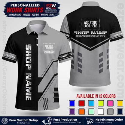 Custom All Over Print Work Uniform Shirt with Name, Logo & Text | Custom Hawaiian Shirt | Company Shirt | Employee Uniform UNF11