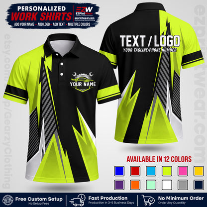 Custom Mechanic Work Shirt with Name, Logo & Text | Auto Shop Uniform | Workwear MCN 01
