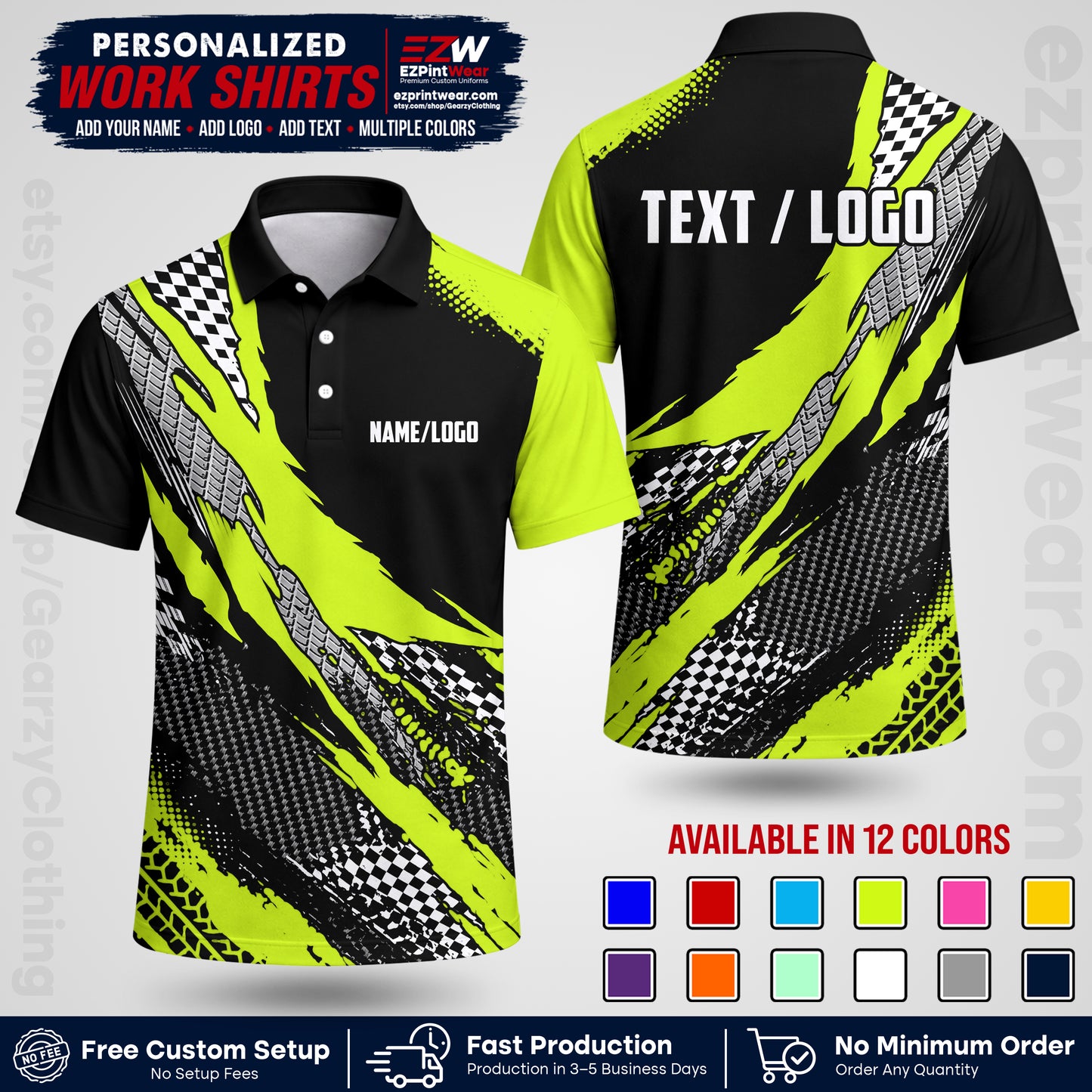 Custom Racing Shirt with Name, Logo & Text | Race Team Uniform | Crew Apparel RC05
