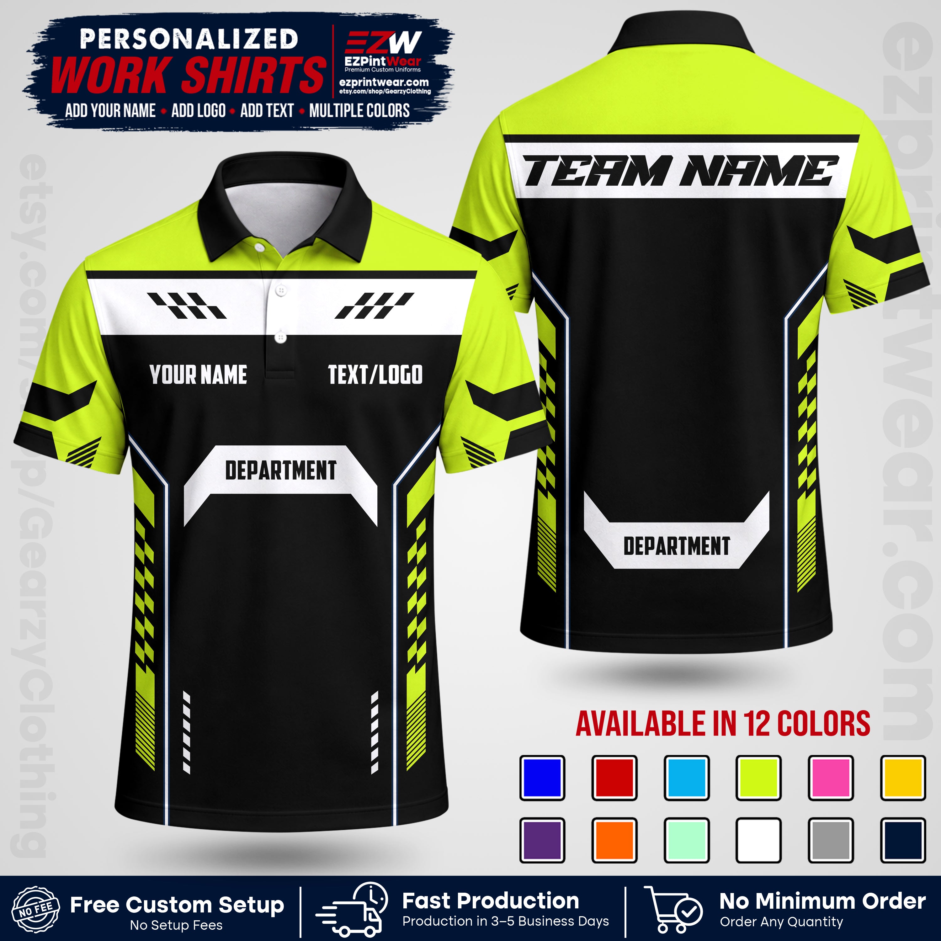 Custom All Over Print Work Uniform Shirt with Name, Logo & Text | Custom Hawaiian Shirt | Company Shirt | Employee Uniform UNF18