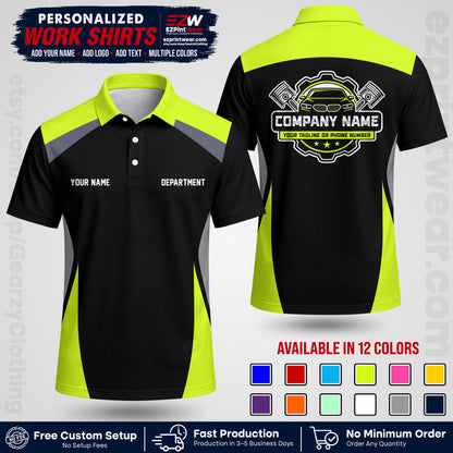 Custom Mechanic Work Shirt with Name, Logo & Text | Auto Shop Uniform | Workwear MCN 08