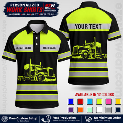 Personalized Truck Driver Workwear Uniform | Custom Safety Stripe Apparel | Non-Reflective Reflective Style Design TW02