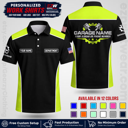 Custom Mechanic Work Shirt with Name, Logo & Text | Auto Shop Uniform | Workwear MCN 07