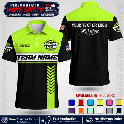 Custom Racing Shirt with Name, Logo & Text | Race Team Uniform | Crew Apparel RC02