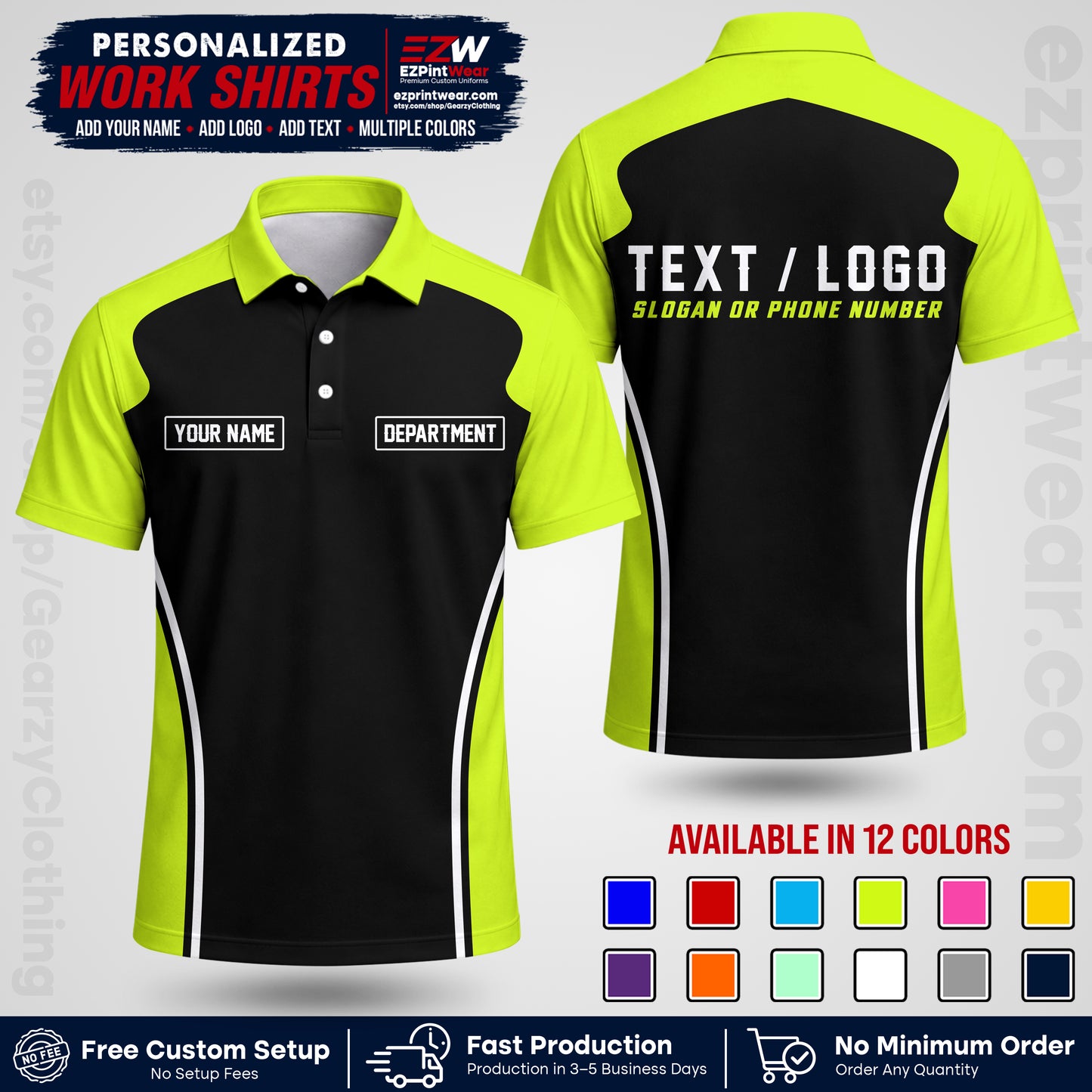 Custom All Over Print Work Uniform Shirt with Name, Logo & Text | Custom Hawaiian Shirt | Company Shirt | Employee Uniform UNF16