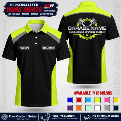 Custom Mechanic Work Shirt with Name, Logo & Text | Auto Shop Uniform | Workwear MCN 06