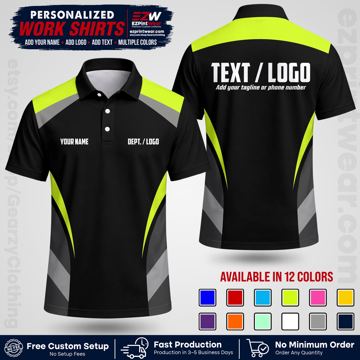 Custom All Over Print Work Uniform Shirt with Name, Logo & Text | Custom Hawaiian Shirt | Company Shirt | Employee Uniform UNF03