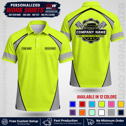 Custom Mechanic Work Shirt with Name, Logo & Text | Auto Shop Uniform | Workwear MCN 09