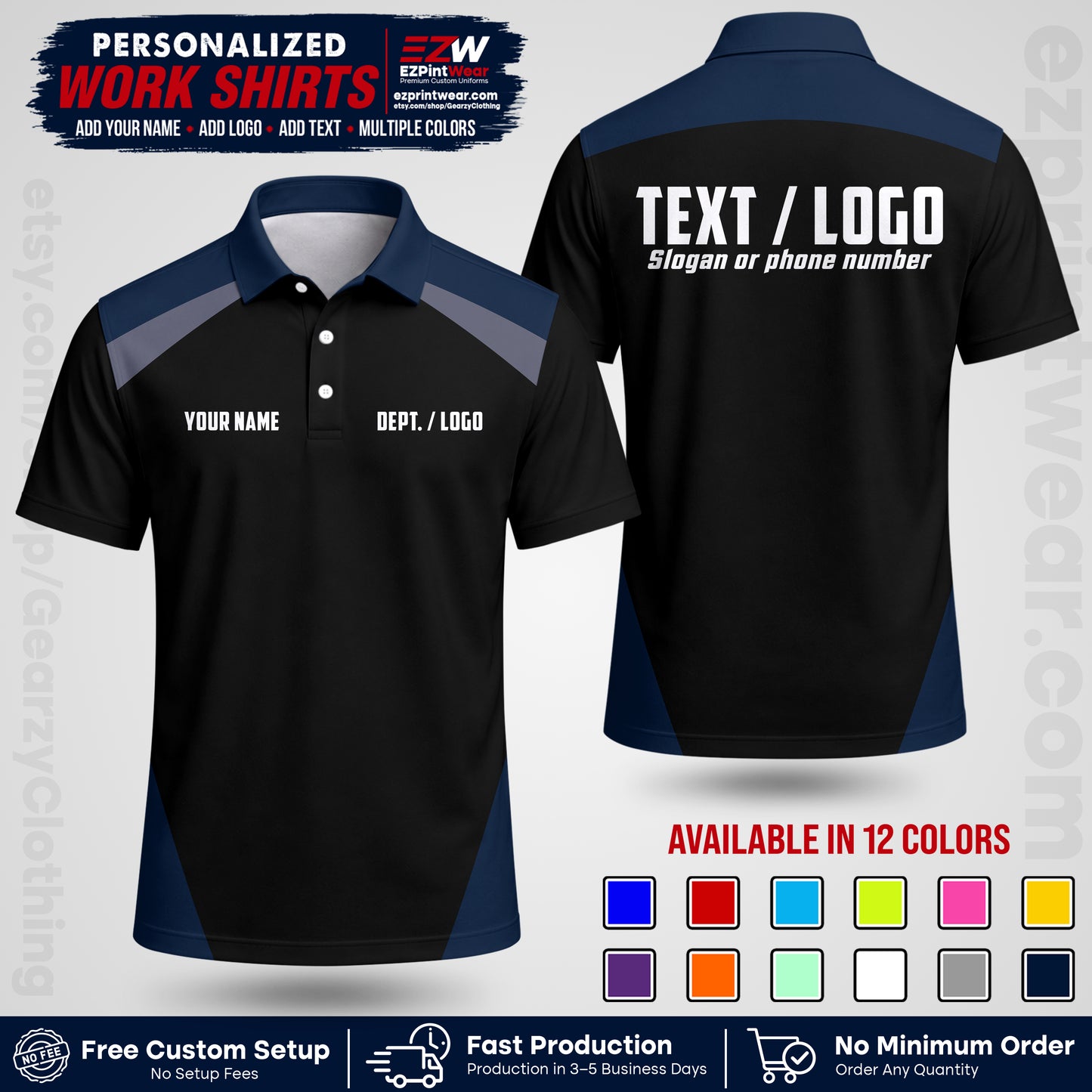 Custom All Over Print Work Uniform Shirt with Name, Logo & Text | Custom Hawaiian Shirt | Company Shirt | Employee Uniform UNF02