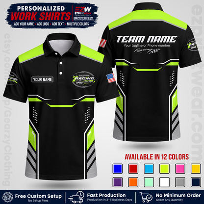 Custom Racing Shirt with Name, Logo & Text | Race Team Uniform | Crew Apparel RC10