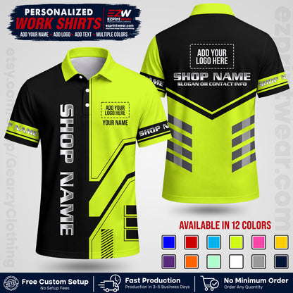 Custom All Over Print Work Uniform Shirt with Name, Logo & Text | Custom Hawaiian Shirt | Company Shirt | Employee Uniform UNF11