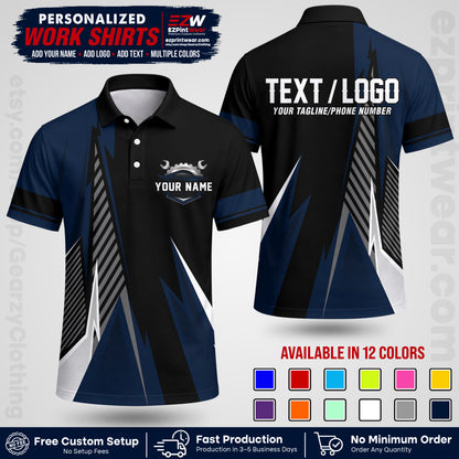 Custom Mechanic Work Shirt with Name, Logo & Text | Auto Shop Uniform | Workwear MCN 01