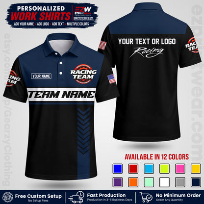 Custom Racing Shirt with Name, Logo & Text | Race Team Uniform | Crew Apparel RC02
