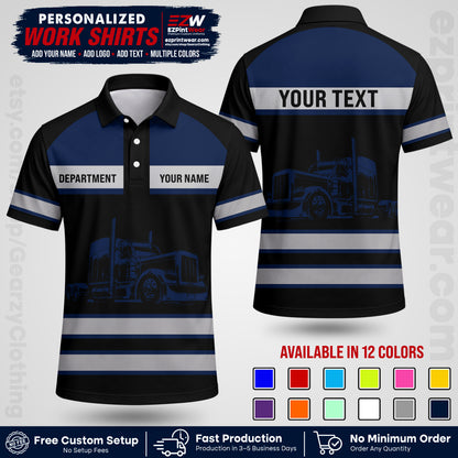 Personalized Truck Driver Workwear Uniform | Custom Safety Stripe Apparel | Non-Reflective Reflective Style Design TW02