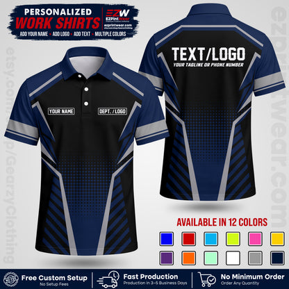 Custom All Over Print Work Uniform Shirt with Name, Logo & Text | Custom Hawaiian Shirt | Company Shirt | Employee Uniform UNF14