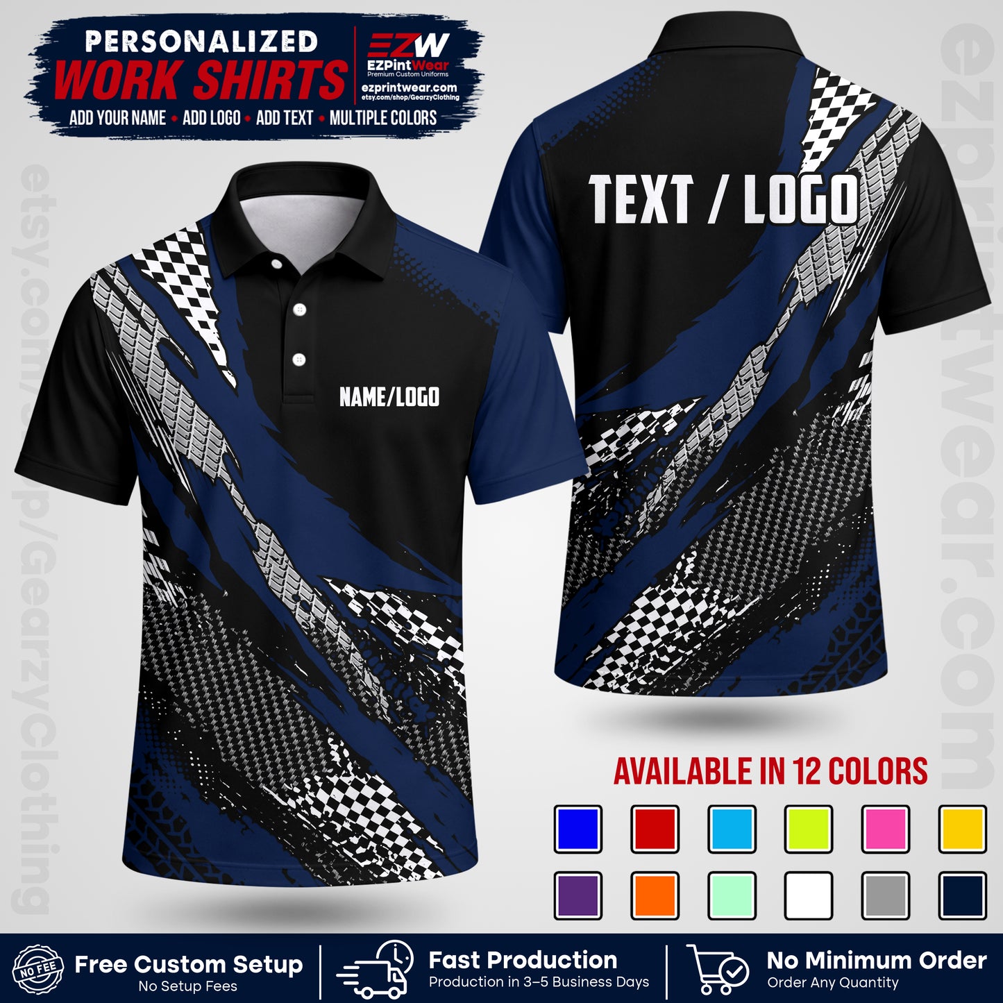 Custom Racing Shirt with Name, Logo & Text | Race Team Uniform | Crew Apparel RC05