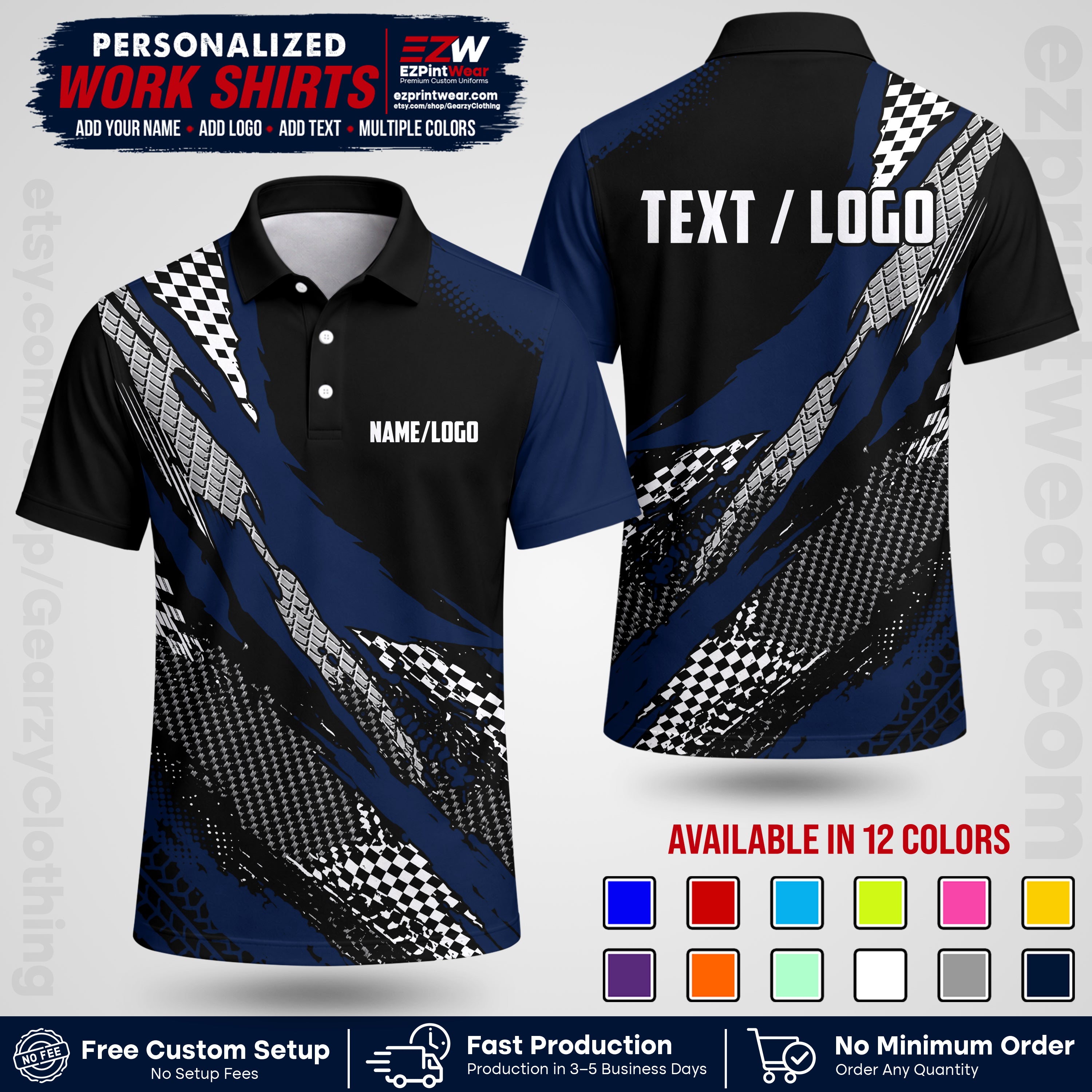Custom Racing Shirt with Name, Logo & Text | Race Team Uniform | Crew Apparel RC05