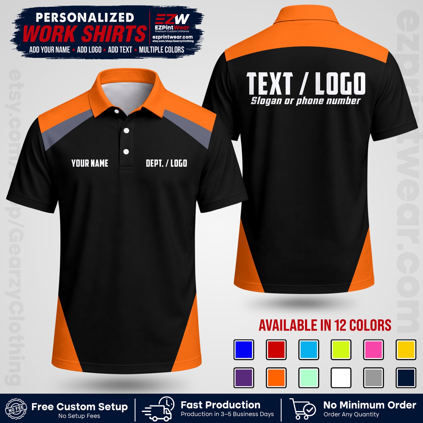 Custom All Over Print Work Uniform Shirt with Name, Logo & Text | Custom Hawaiian Shirt | Company Shirt | Employee Uniform UNF02