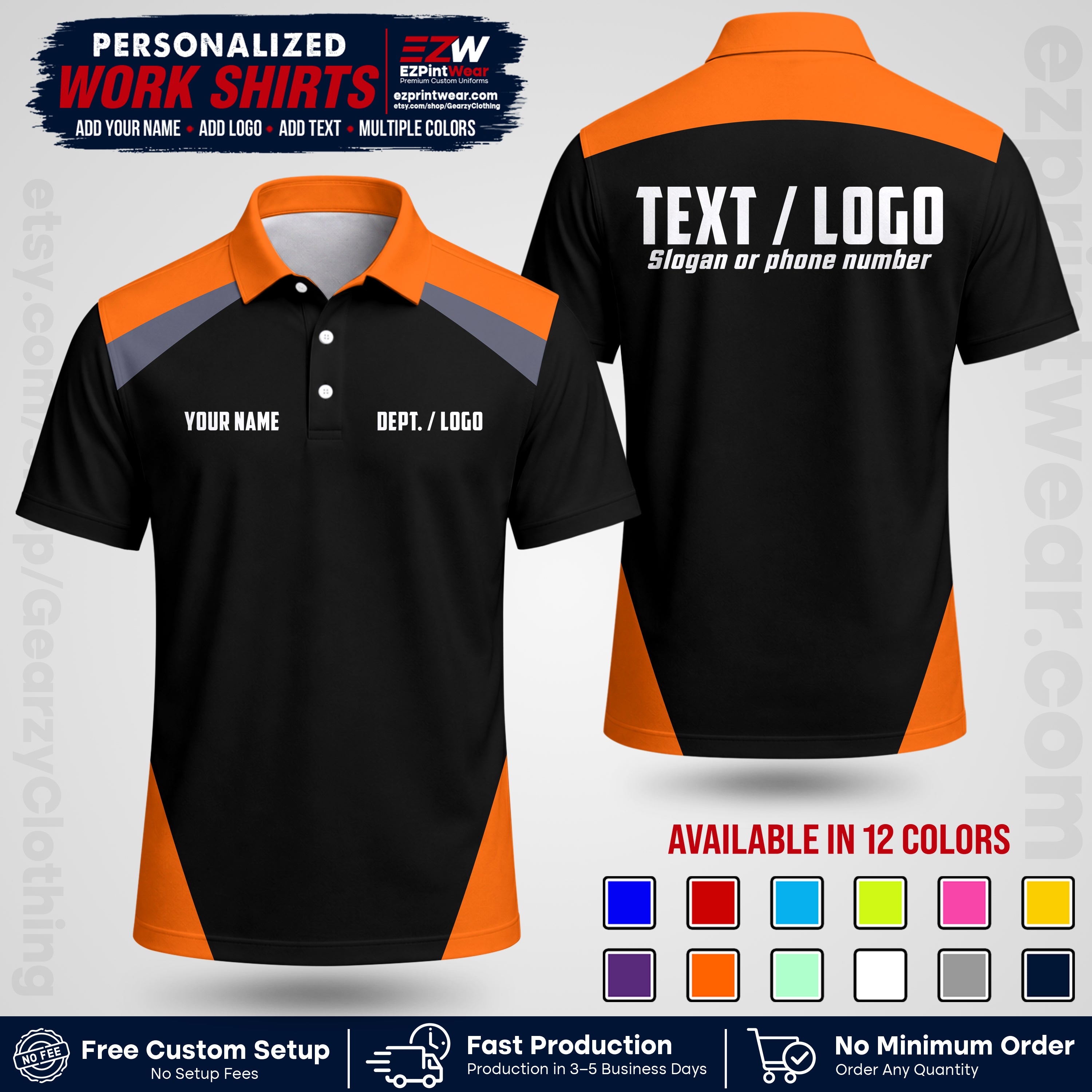 Custom All Over Print Work Uniform Shirt with Name, Logo & Text | Custom Hawaiian Shirt | Company Shirt | Employee Uniform UNF02