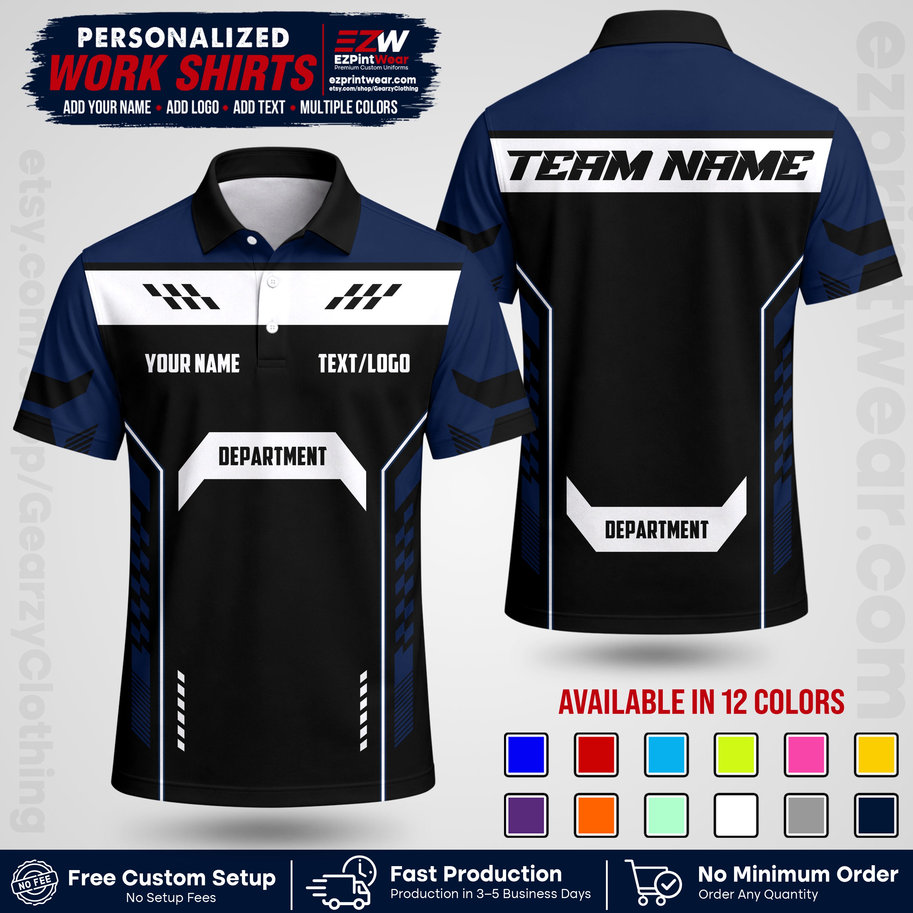 Custom All Over Print Work Uniform Shirt with Name, Logo & Text | Custom Hawaiian Shirt | Company Shirt | Employee Uniform UNF18