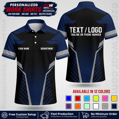 Custom All Over Print Work Uniform Shirt with Name, Logo & Text | Custom Hawaiian Shirt | Company Shirt | Employee Uniform UNF06