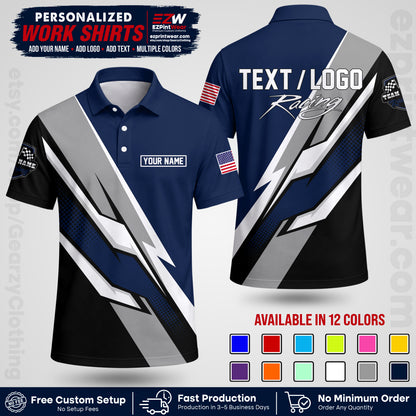Custom Racing Shirt with Name, Logo & Text | Race Team Uniform | Crew Apparel RC01