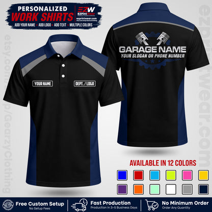 Custom Mechanic Work Shirt with Name, Logo & Text | Auto Shop Uniform | Workwear MCN 06