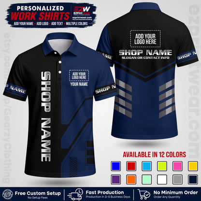 Custom All Over Print Work Uniform Shirt with Name, Logo & Text | Custom Hawaiian Shirt | Company Shirt | Employee Uniform UNF11