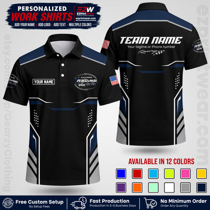 Custom Racing Shirt with Name, Logo & Text | Race Team Uniform | Crew Apparel RC10