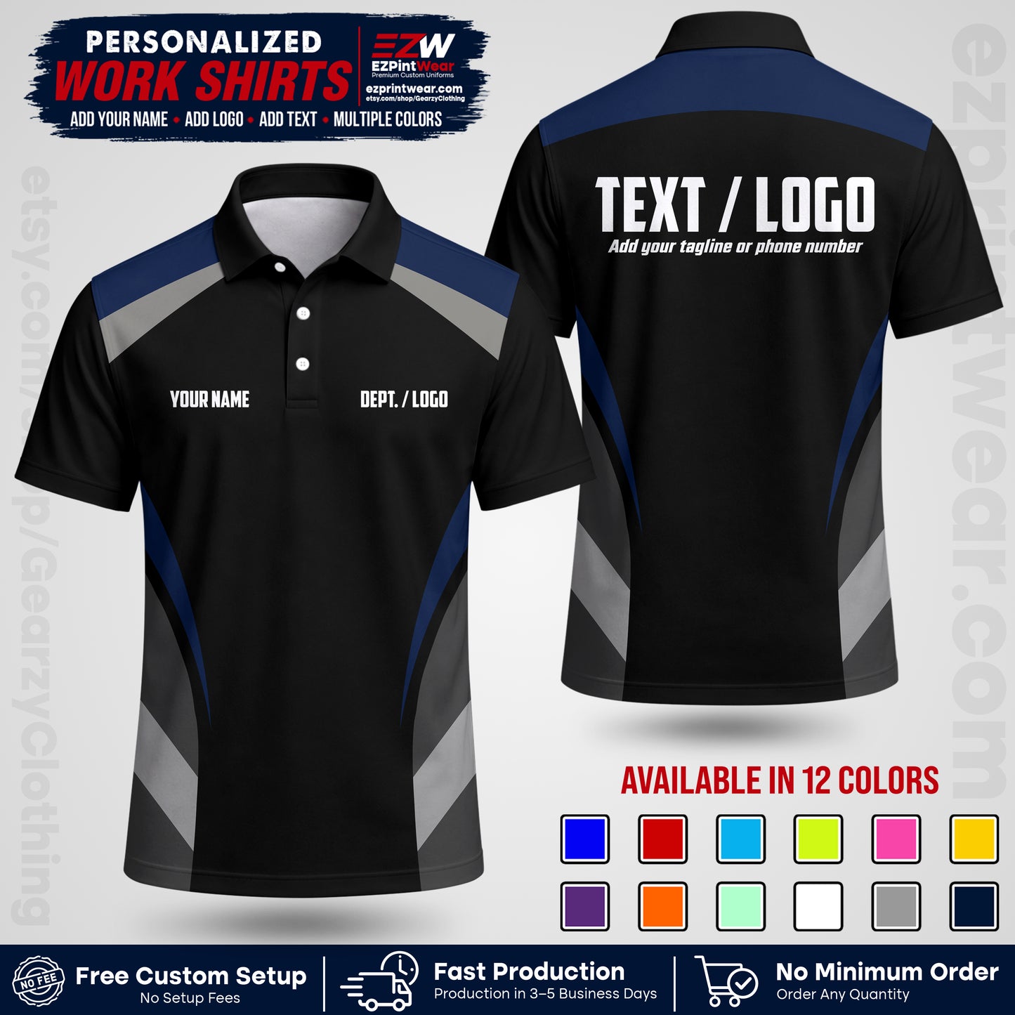 Custom All Over Print Work Uniform Shirt with Name, Logo & Text | Custom Hawaiian Shirt | Company Shirt | Employee Uniform UNF03
