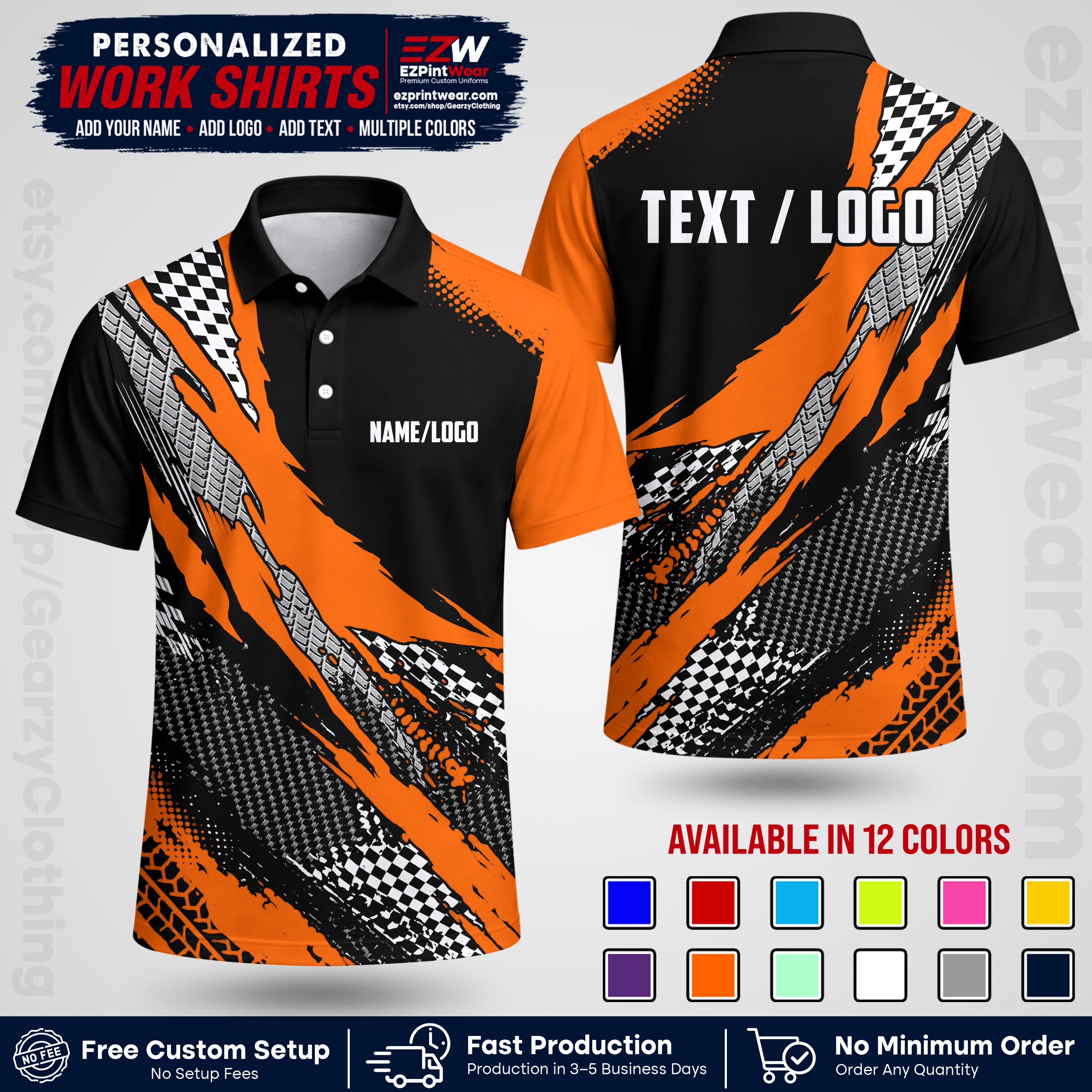 Custom Racing Shirt with Name, Logo & Text | Race Team Uniform | Crew Apparel RC05